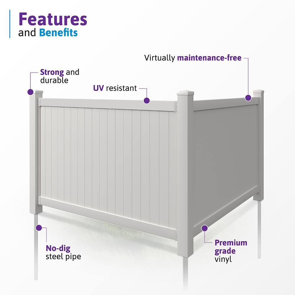 Westport White Vinyl 4 ft x 6 ft Privacy Fence Panel Kit