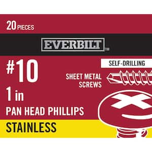 #10 x 1 in. Stainless Steel Phillips Pan Head Sheet Metal Screw (20-Pack)