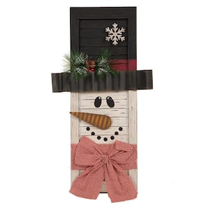 22 in. H Wooden Snowman Shutter Wall Decor or Table Decor