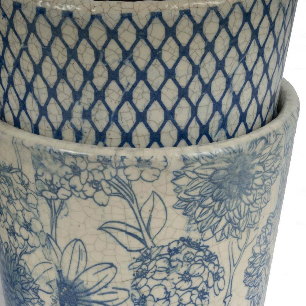 Charlotte Distressed Blue Terracotta Planter Set