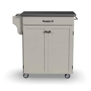 Cuisine Cart White Kitchen Cart with Stainless Top