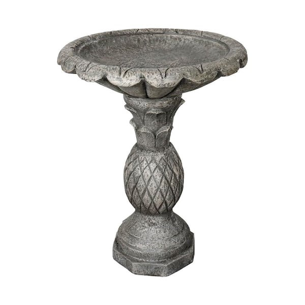 Watnature 24.8 in. H Cement Modern Outdoor Birdbath - Concrete Bird Baths with Pedestal for Garden, Patio, Backyard, Lawn Decor