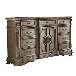 68.25 in. Gold 9-Drawer Wooden Dresser Without Mirror