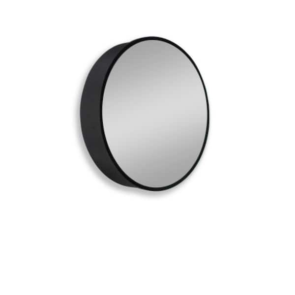 Cesicia 30 in. W x 30 in. H Round Black Metal Framed Medicine Cabinet with Mirror