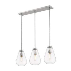 Ayra 3-Light Brushed Nickel Chandelier with Glass Shade