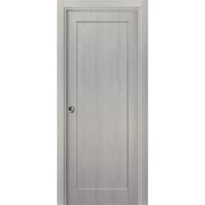 24 in. x 80 in. Single Panel Gray Finished Solid MDF Sliding Door with Pocket Hardware