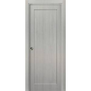 24 in. x 96 in. Single Panel Gray Finished Solid MDF Sliding Door with Pocket Hardware