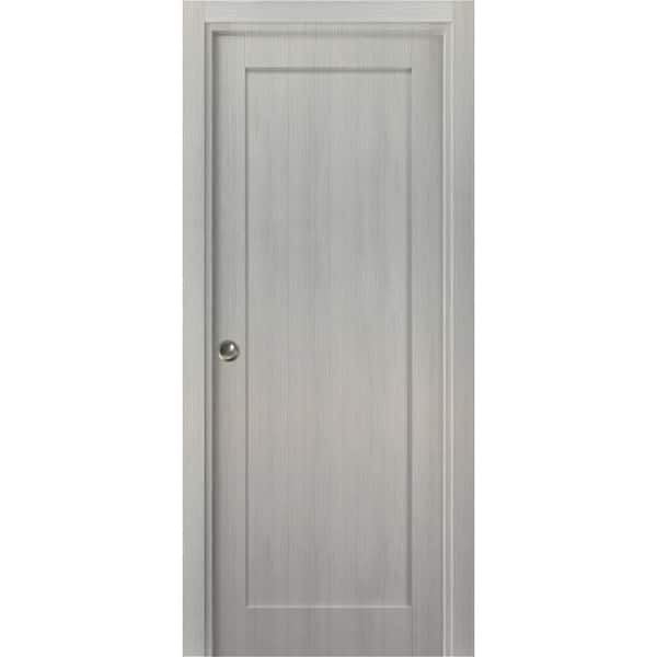 Sartodoors 18 in. x 80 in. Single Panel Gray Finished Solid MDF Sliding Door with Pocket Hardware