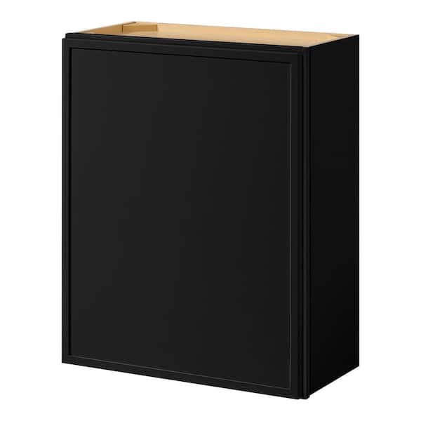 Leyton 24 in. W x 12 in. D x 30 in. H Ready to Assemble Plywood Slim Shaker Wall Kitchen Cabinet in Raven Black