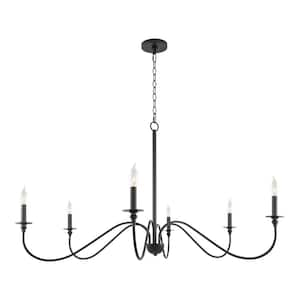 Archer 60-Watt 6-Light Black Modern Chandelier, No Bulb Included