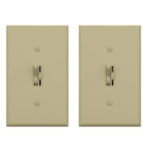 Toggle Dimmer Switch for Dimmable LED, CFL and Incandescent Bulbs, Single Pole/3-Way, with Wall Plate, Ivory (2-Pack)