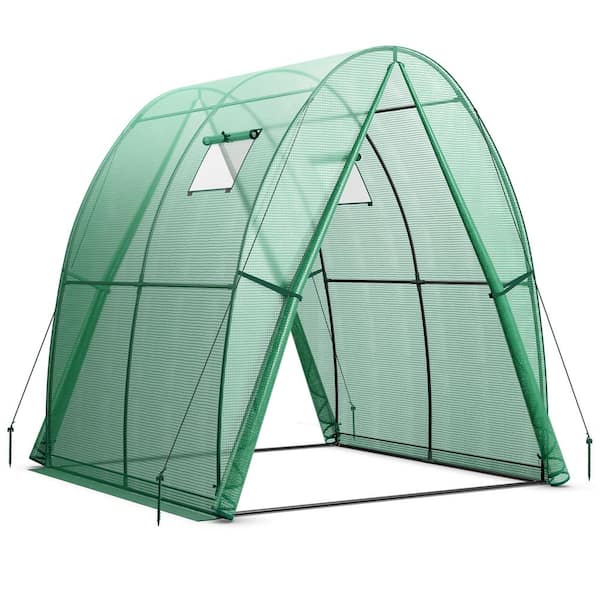 6 ft. x 6 ft. x 6.6 ft. Green Outdoor Wall-in Tunnel Greenhouse, Walk-in Tunnel Design
