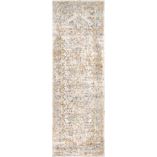 Vintage Speckled Shaunte 2 ft. 6 in. x 12 ft. Gold Runner Rug