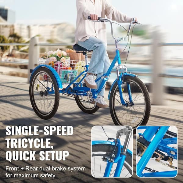 SKYSHALO Folding Adult Tricycle 24-In. Adult Folding Trikes Carbon