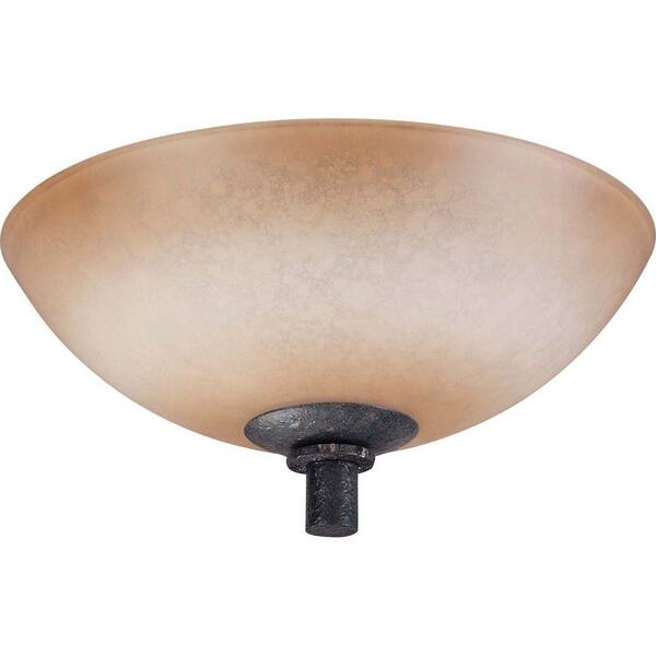 Glomar Madison - 2 Light 13 in. Flush Dome with Toffee Crunch Glass Ledgestone -DISCONTINUED