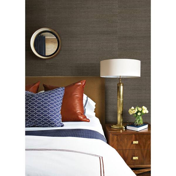 Kenneth James Ming Taupe Sisal Grasscloth Peelable Wallpaper