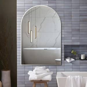 30 in. H x 20 in. W Vanity Mirror with Metal Frame for Bathroom, Bedroom, Entryway, Modern Arch Top Wall Mirror (Silver)