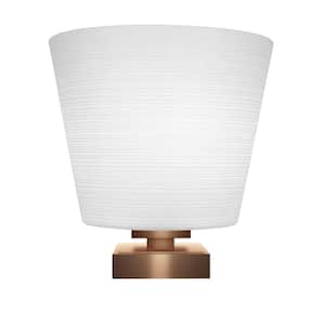 Olympia 10 in. New Age Brass Rechargeable Integrated LED Bedside Table Lamp for Living Room with Glass Shade