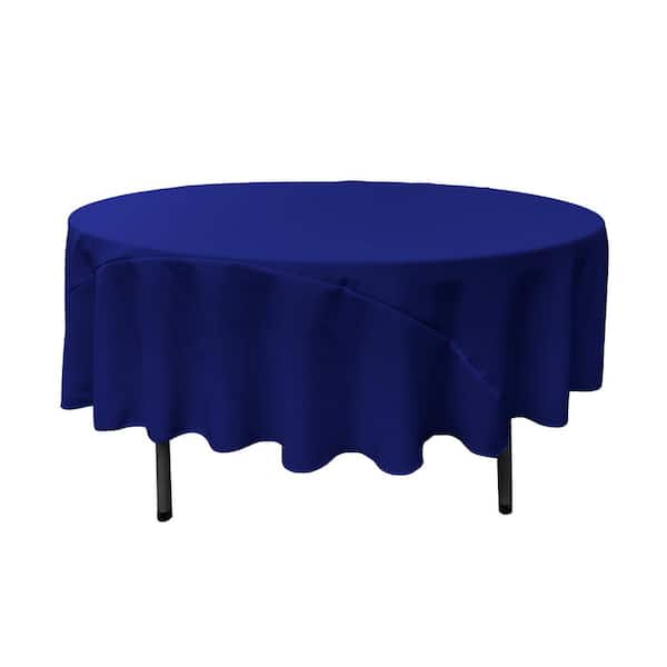 La Linen 90 In Royal Blue Polyester, Round Blue Tablecloth