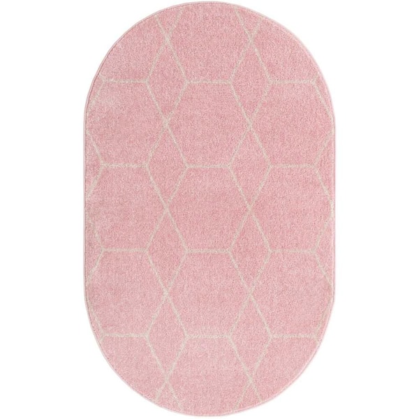 Trellis Frieze Geometric Light Pink 3 ft. x 5 ft. Area Rug