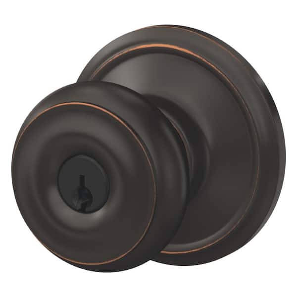 Georgian Aged Bronze Keyed Entry Door Knob (2-Pack)