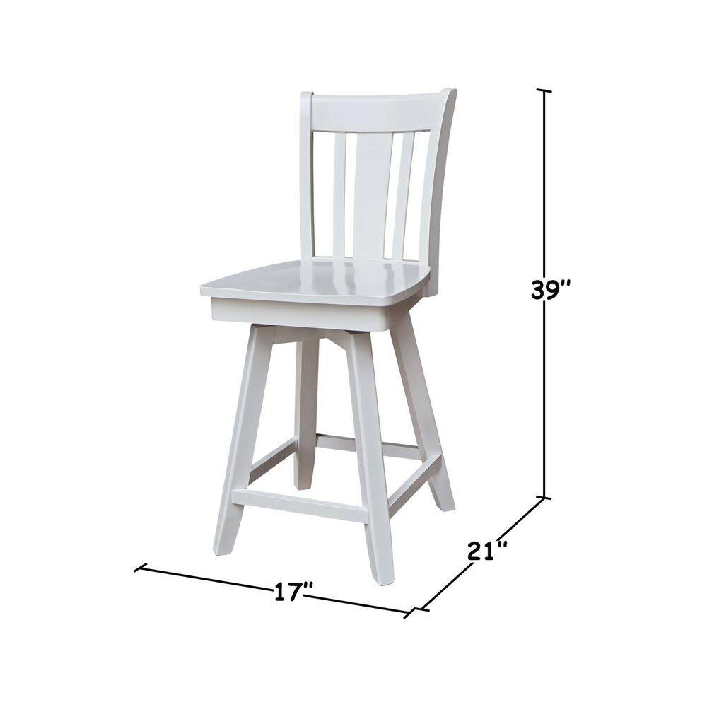 San Remo White Wood Swivel Counter Height Stool