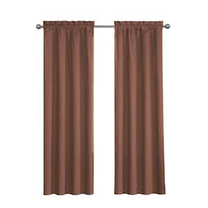 Cassidy Thermaback Chocolate Chevron Pattern Polyester 42 in. W x 95 in. L Blackout Single Grommet Top Curtain Panel
