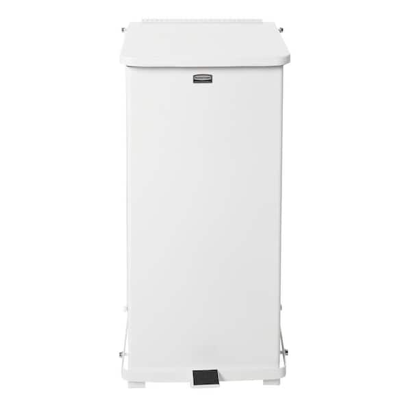 Rubbermaid Commercial Products Defenders 24 Gal. White Square Steel Step-On Trash Can