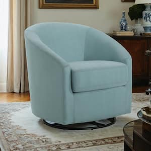 Light Blue Fabric Indoor Modern Upholstery Swivel Gliding Chair