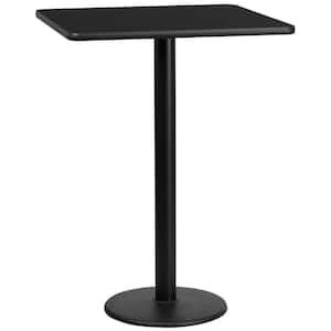 30 in. Square Black Laminate Table Top with 18 in. Round Bar Height Table Base