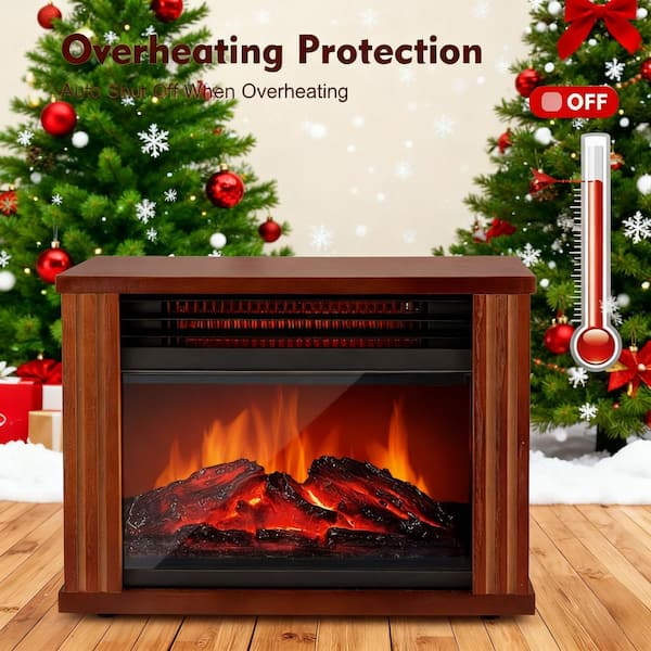 1500W Space Heater Fireplace with 3D LED Flame, Double Safety