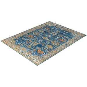 Serapi Light Blue 9 ft. x 12 ft. Tribal Wool Indoor Area Rug