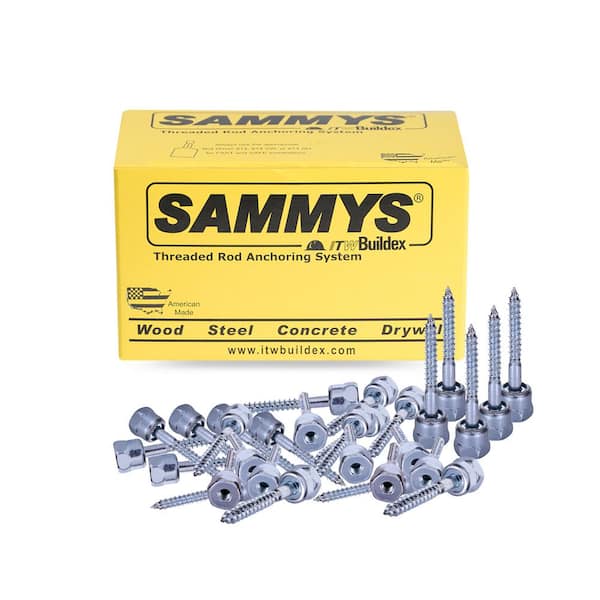 Sammy 3/8 in. x 2-1/2 in. Vertical Rod Anchor Super Screw 3/8 in. Threaded Rod Fitting for Wood (25-Pack)