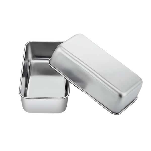2-Piece 9.2 x 5 in. Stainless Steel Loaf Pan Set, Loaf Toast Bread Pan, Healthy and Non Toxic, Oven Safe and Easy Clean