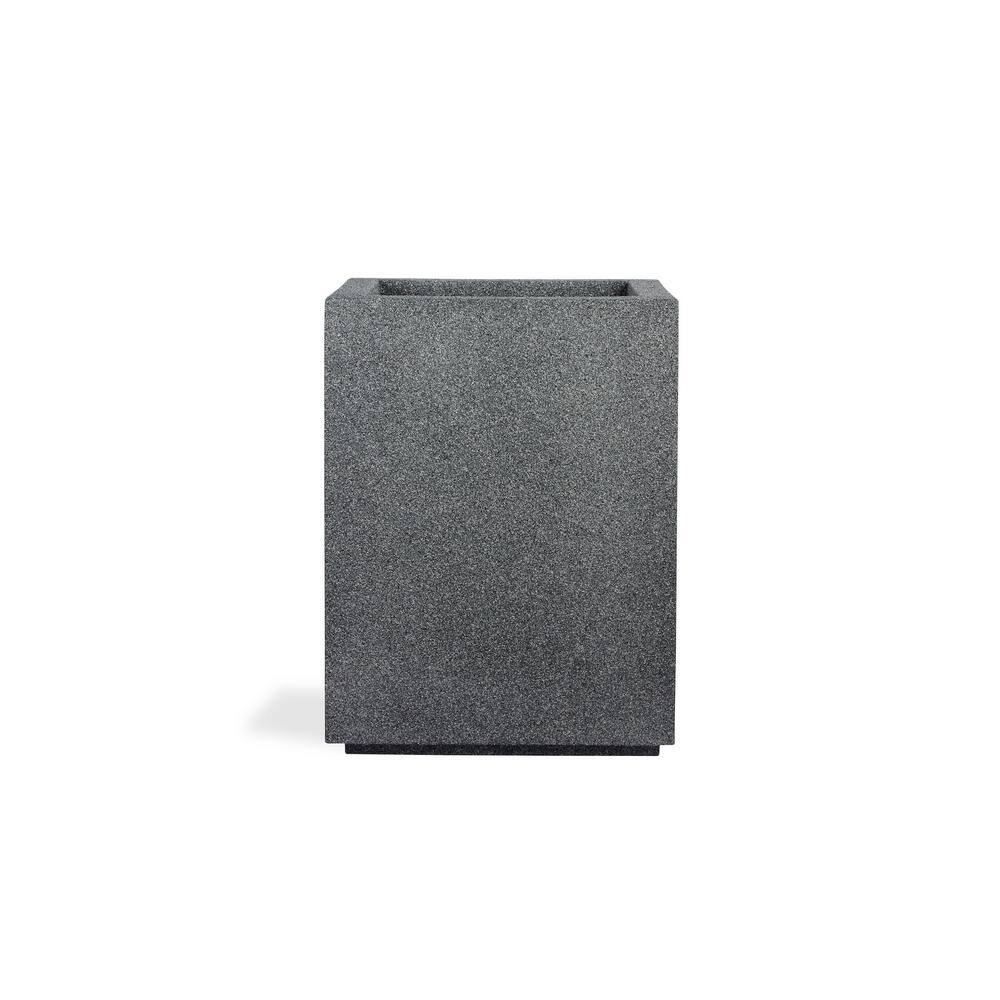 Gray Granite Tall Rectangular Modern Outdoor Planter, 18" L x 23" W x 30" H