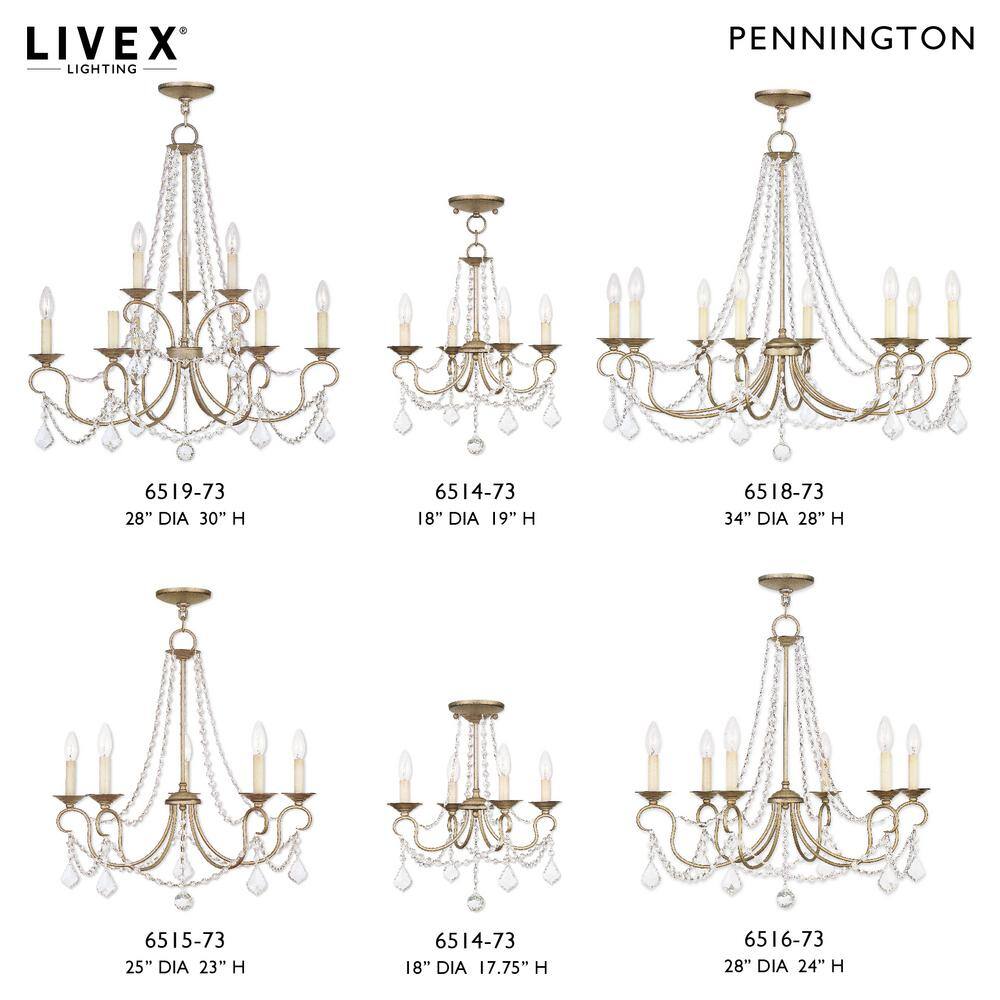 Antique Silver Leaf 5-Light Crystal Chandelier with Hand Painted Finish
