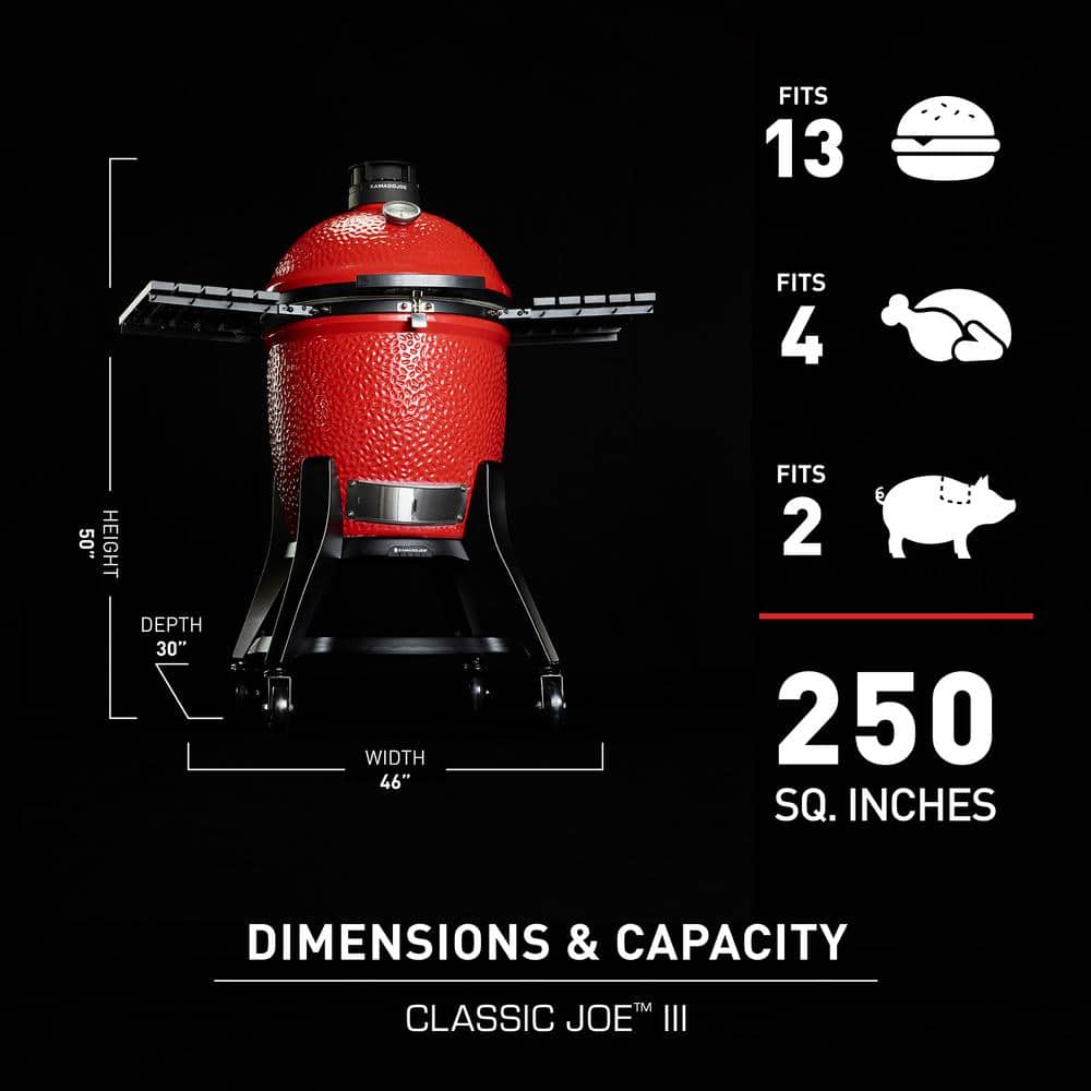 Classic Red 18-inch Ceramic Charcoal Grill with Cart and Shelves