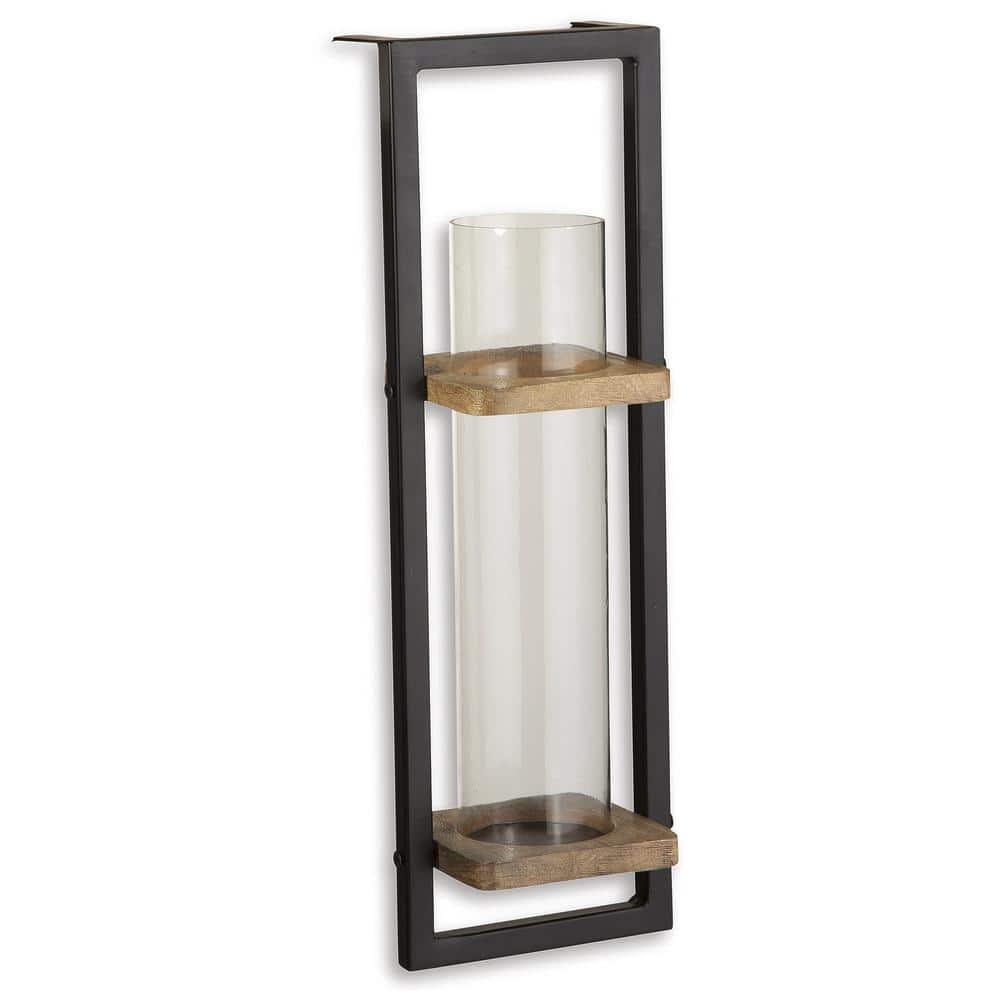 Colburn Contemporary Black Wood Wall Sconce, 23.75" Height