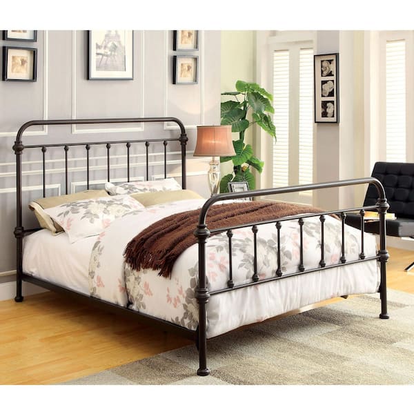Karmina Dark Bronze California King Metal Panel Bed
