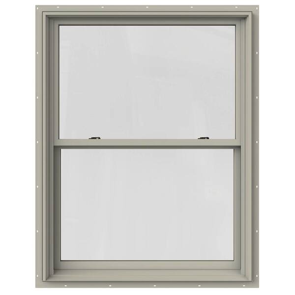 JELD-WEN 37.375 in. x 48 in. W-2500 Series Desert Sand Painted Clad Wood Double Hung Window w/ Natural Interior and Screen