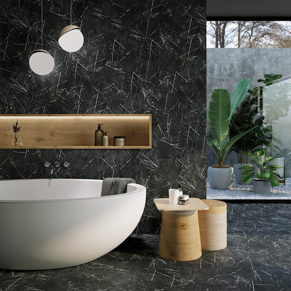 Timeless Hex Marquina 8-5/8 in. x 9-7/8 in. Porcelain Floor and Wall Tile (11.5 sq. ft./Case)