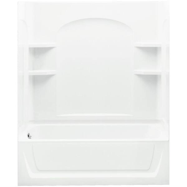 Sterling Ensemble 32 in. x 60 in. x 74 in. Curve Bath and Shower Kit with Left-Hand Drain in White