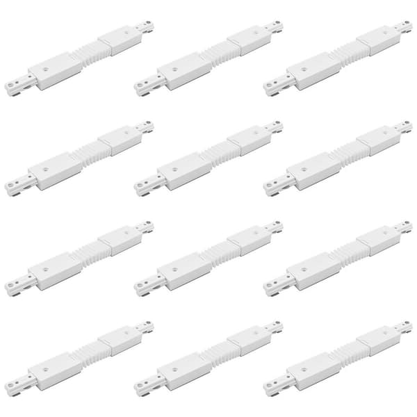 H Track Lighting Flexible Connector, Single Circuit 3-Wire Track Light Accessories, 120V Live Power Source White 12 Pack