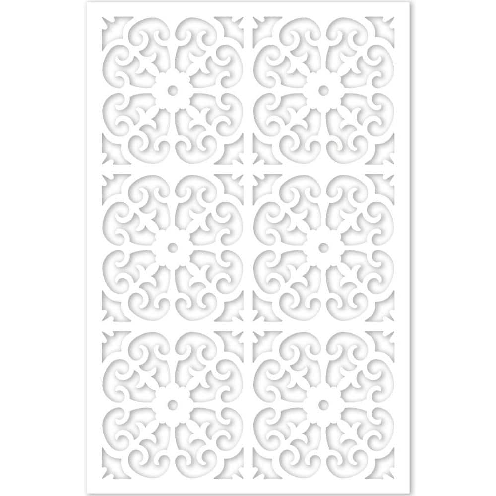 Roman 4 ft. x 32 in. White Vinyl Decorative Screen Panel