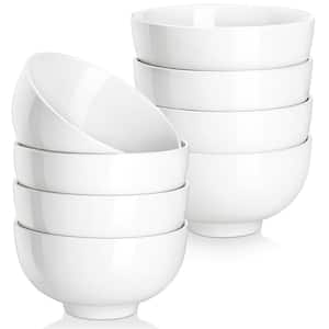 10 oz. 8-Pieces White Porcelain Bowls Set Serving Bowls for Ice Cream Cereal and Rice (Service for 8)