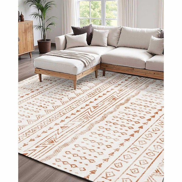 5 ft. x 7 ft. Area Rug, Washable, Non-Slip, Soft, Tear-Resistant, Pet and Child Friendly, Indoor Mat, Living Room, Beige