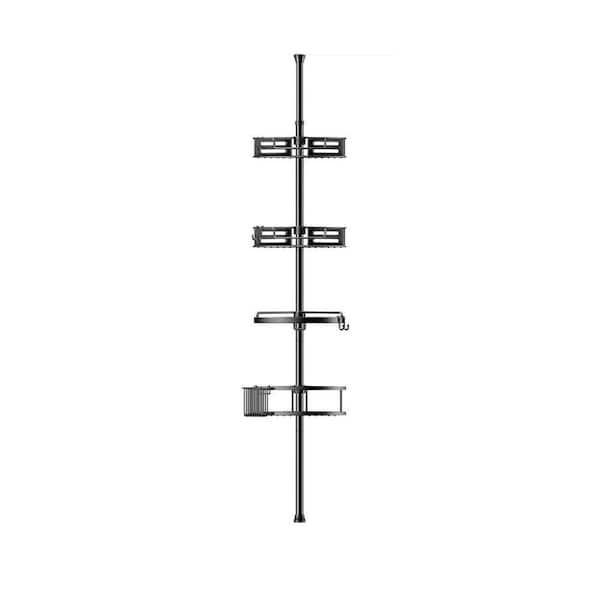 8.4in L 124in H Stainless Steel Freestanding Shower Shelf in Black Adjustable 4-Tier Rustproof Organizer Shelves