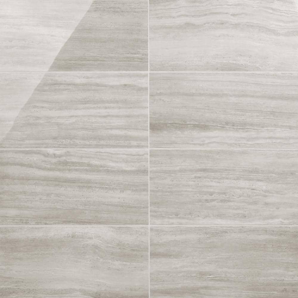 Large Gray Polished Porcelain Rectangular Floor and Wall Tile