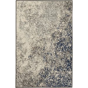 Passion Charcoal Ivory 2 ft. x 3 ft. Abstract Contemporary Kitchen Area Rug