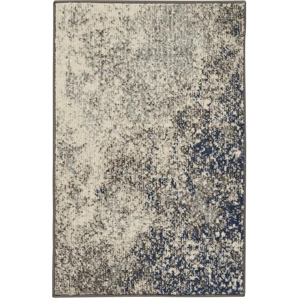 Nourison Passion Charcoal Ivory 2 ft. x 3 ft. Abstract Contemporary Kitchen Area Rug